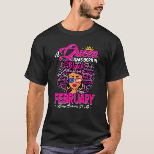 Camiseta Mulheres Uma Rainha Foi Nascer Em Fevereiro, Afric