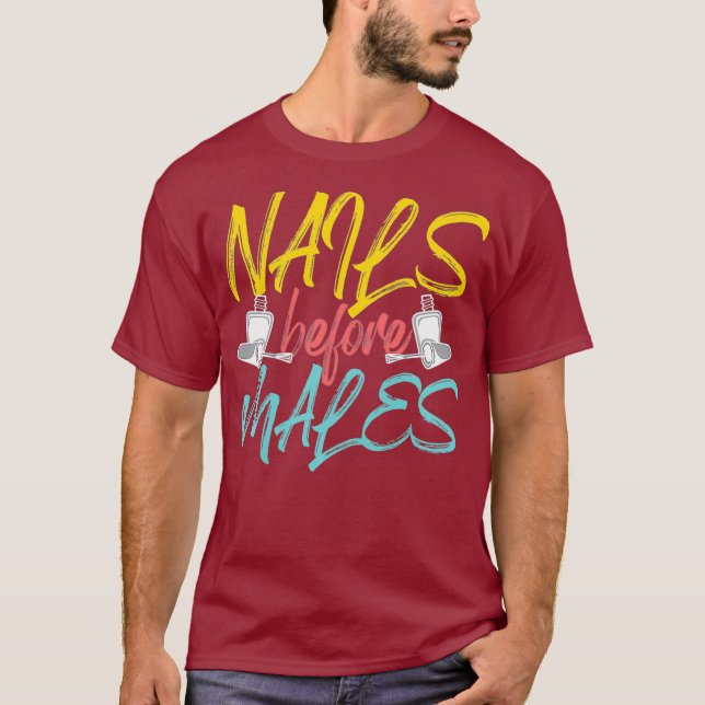 Camiseta Mulheres Unhas Antes do Masculino Premium (Frente)