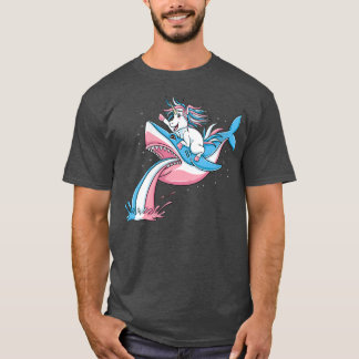 Camiseta Mulheres Unicorn Viajando Transgênito de Tubarão d