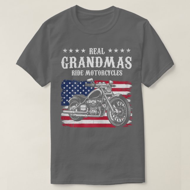 Camiseta Mulheres verdadeiras avós andam de moto, patriótic (Frente do Design)