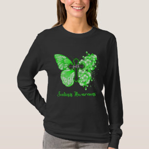 Camiseta Mulheres Verdes Borboleta Fé Scoliose Sensibilizaç