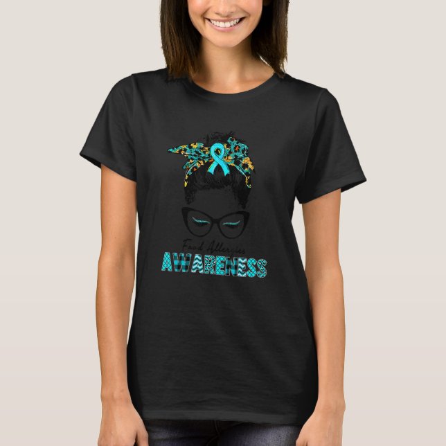 Camiseta Mulheres Vestimos Alergias à Comida Teal Sensibili (Frente)