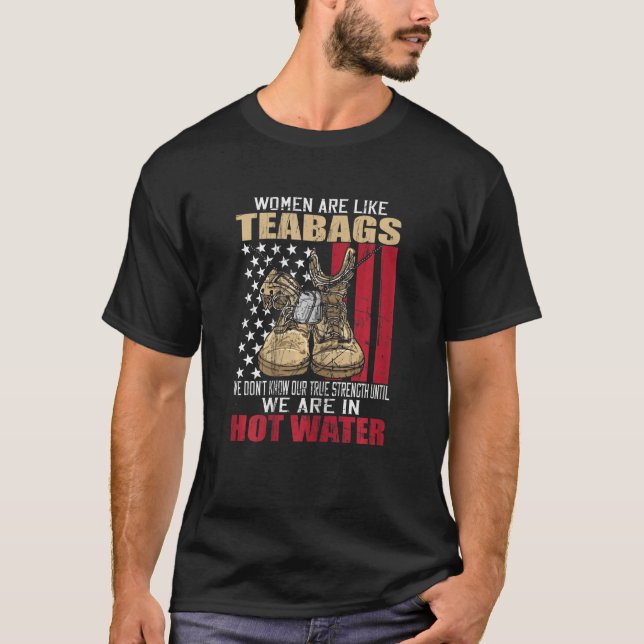 Camiseta Mulheres Veteranas Como Teabagas Vereias (Frente)