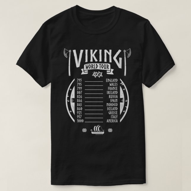 Camiseta Mulheres Viking World Tour Datas Odin & Norse Viki (Frente do Design)