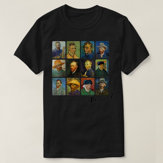 Camiseta Mulheres Vincent Van Gogh autorretratos VNeck (Frente do Design)