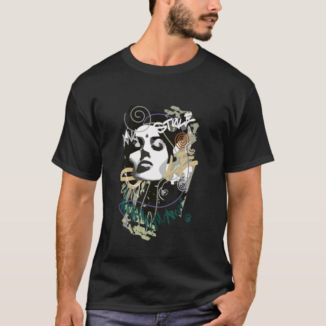Camiseta Mulheres Vintage Estálidas Face Ao Círculo Gráfico (Frente)