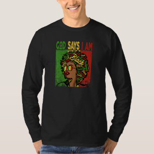Camiseta Mulheres Vintage Melanin Afro Deus Diz Que Sou Rai