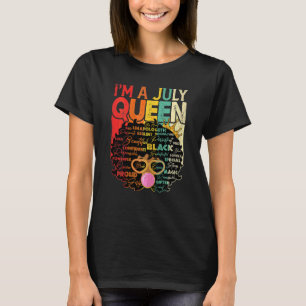 Camiseta Mulheres Vintage Melanin Afro Julho Rainha Negra