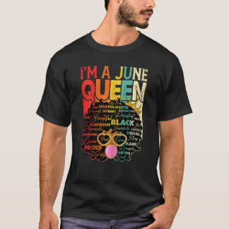 Camiseta Mulheres Vintage Melanin Afro June Queen Black His