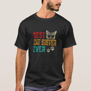 Camiseta Mulheres Vintage Melhor Irmã Gato Da Família Em Ca