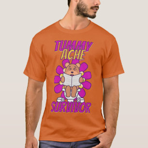 Camiseta Mulheres Vintage Urso Engraçado Tummy Ache Sobrevi