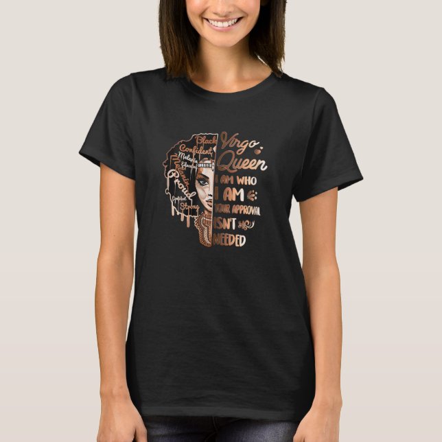 Camiseta Mulheres Virgo Rainha Birthday Zodiac Negra Mulher (Frente)
