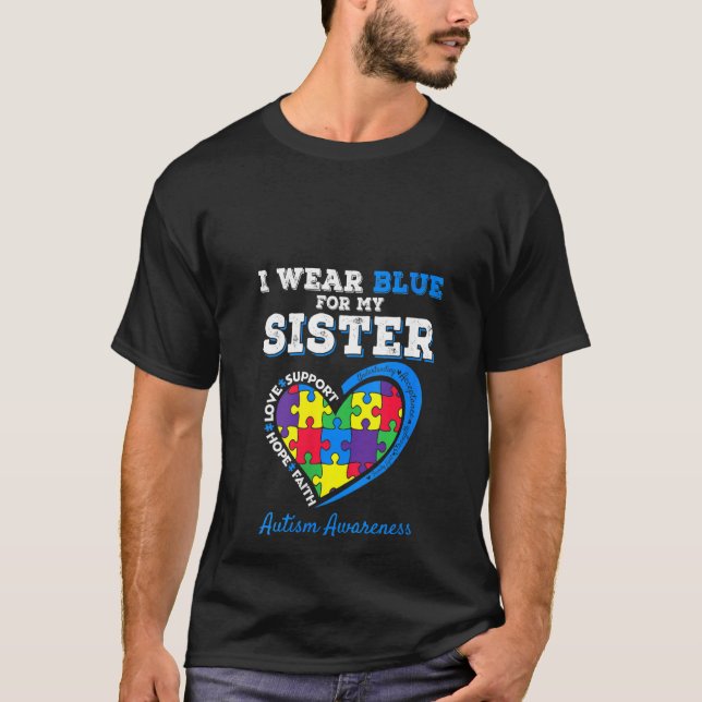Camiseta Mulheres Visto Azul Para Minha Consciência Do Auti (Frente)