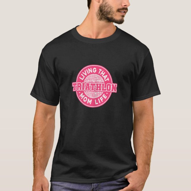 Camiseta Mulheres Vivendo Aquela Triathlon Mãe Correndo Bik (Frente)