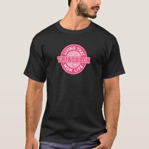 Camiseta Mulheres Vivendo Aquela Triathlon Mãe Correndo Bik