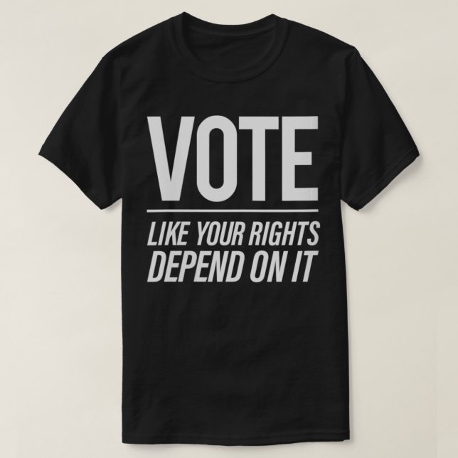 Camiseta Mulheres votam como seus direitos dependem (Frente do Design)
