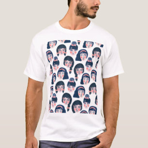 Camiseta Mulheres Whimsical: Cartoon Face Art