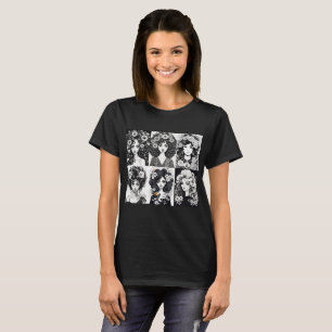Camiseta Mulheres Whimsical em Preto e Branco
