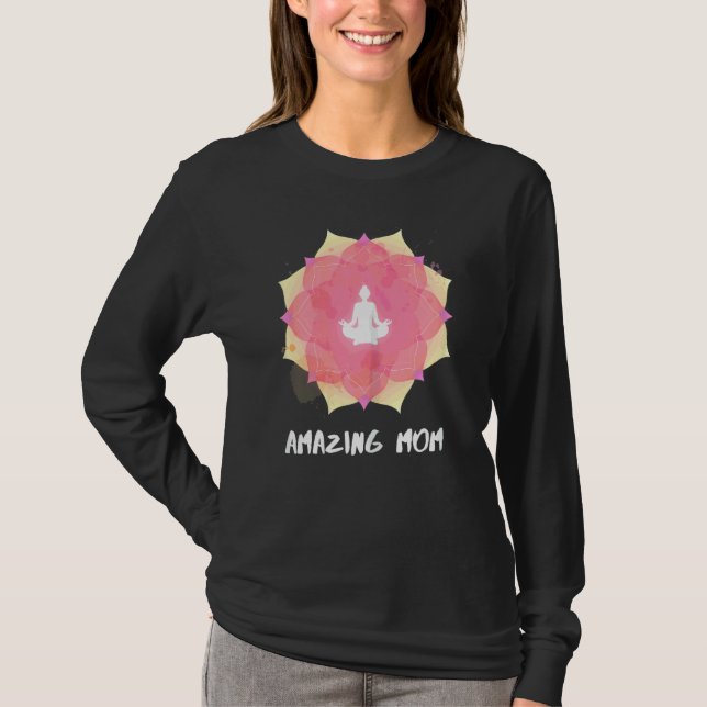 Camiseta Mulheres Yoga Mãe Dia de as mães Mandala 3 (Frente)