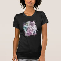 *~* Mulheres Zen Buddha Flores Pastel Black T-Shir