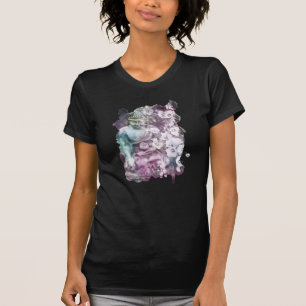 Camiseta *~* Mulheres Zen Buddha Flores Pastel Black T-Shir