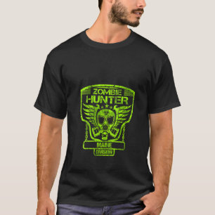 Camiseta Mulheres Zombie Hunter Maine Halloween - Máscara t