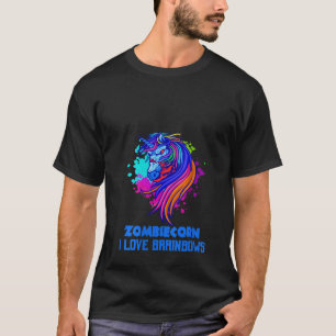 Camiseta Mulheres Zombie Unicorn Adoro Brainbows Gótico Gót