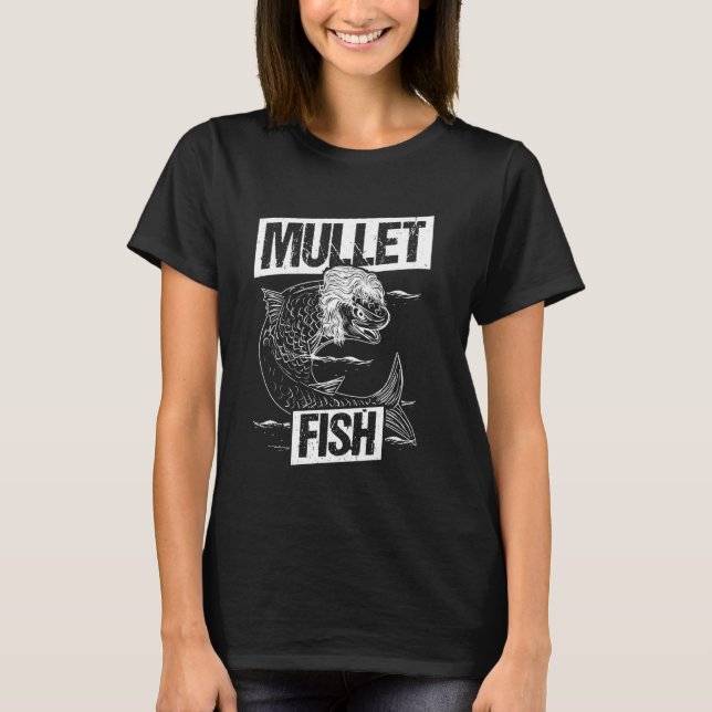 Camiseta MULLETFISH Peixe Tainha Barbeiro Estilo Retro (Frente)