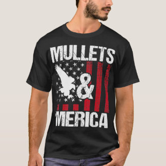 Camiseta Mullets Merica Patriótica EUA Sinalizador Vermelho