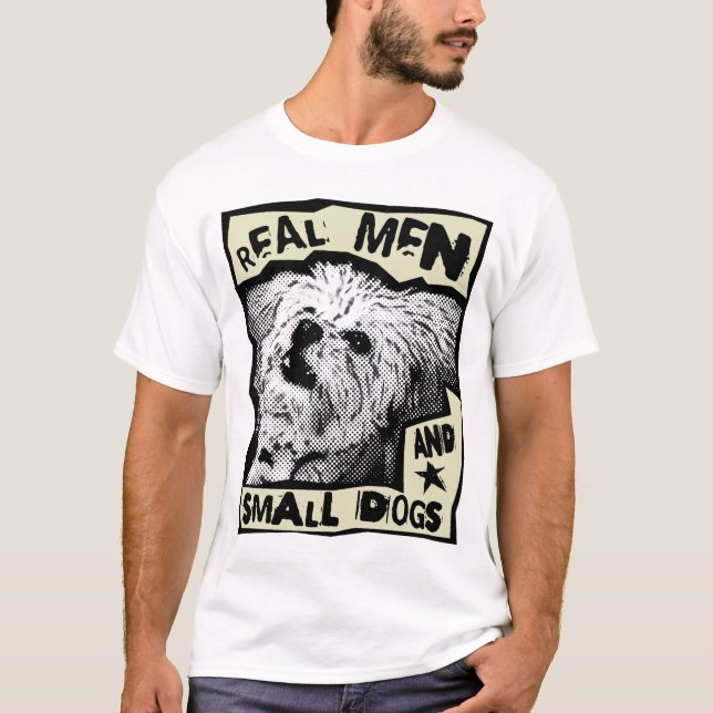 Camiseta Multi-Poo: homens reais e cães pequenos (Frente)
