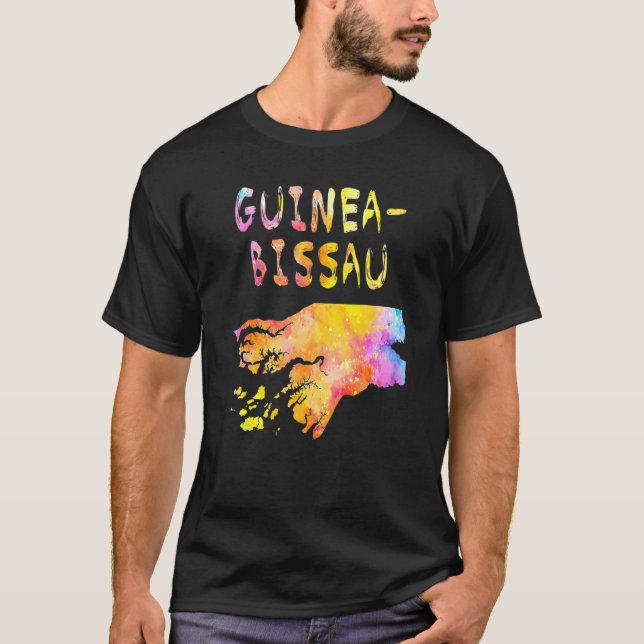 Camiseta Multicolor Watercolor Guiné Bissau Mapa Digital Ar (Frente)