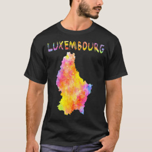 Camiseta Multicolor Watercolor Luxembourg Map Digital Ardua