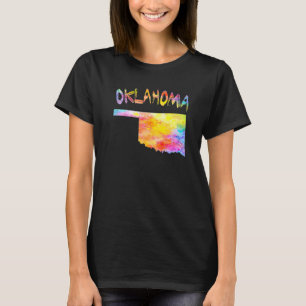 Camiseta Multicolor Watercolor Oklahoma State Map Digital A