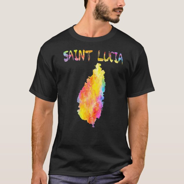 Camiseta Multicolor Watercolor Santo Lúcia Map Digital Artí (Frente)