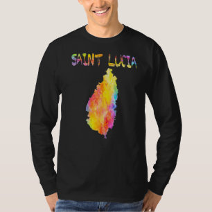 Camiseta Multicolor Watercolor Santo Lúcia Map Digital Artí