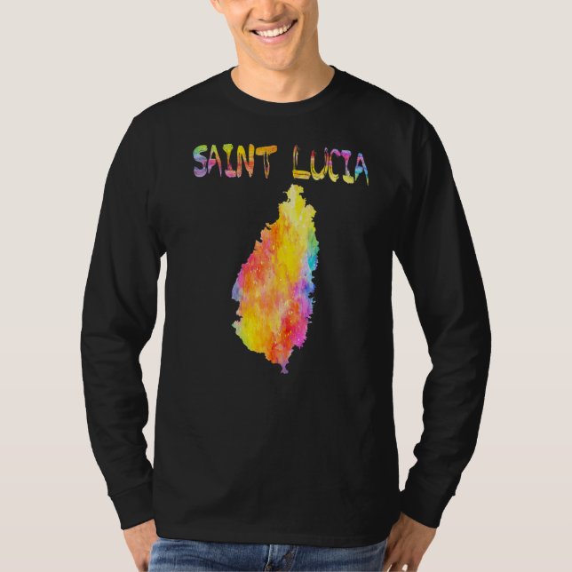 Camiseta Multicolor Watercolor Santo Lúcia Map Digital Artí (Frente)