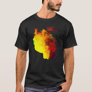 Camiseta Multicolor Watercolor Tanzânia Map Digital Trabalh