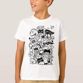 Camiseta Multidão de Personagens de Desenho Estranho