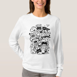 Camiseta Multidão de Personagens de Desenhos Animados Excên
