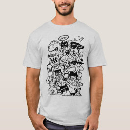 Camiseta Multidão de Personagens de Desenhos Animados Excên