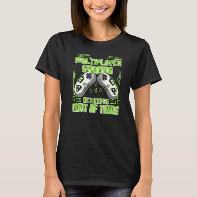 Camiseta Multiplayer Gaming Aunt Of Twins Video Gamer Women (Frente)