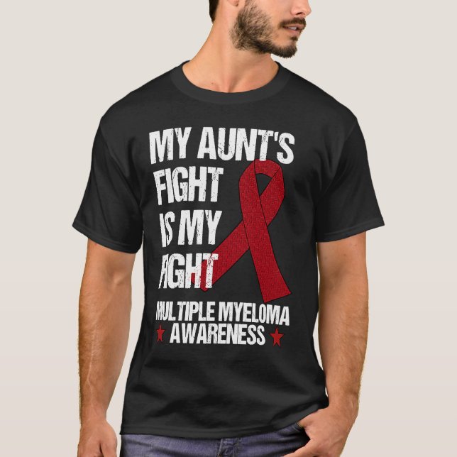 Camiseta Multiple Myeloma Awareness Burgundy Ribbon Aunt's  (Frente)