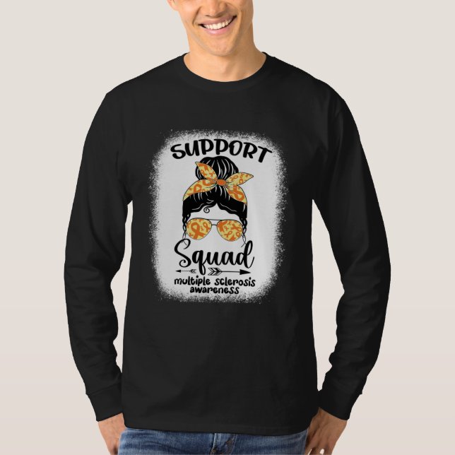 Camiseta Multiple Sclerosis Awareness Messy Bun Warrior Sup (Frente)