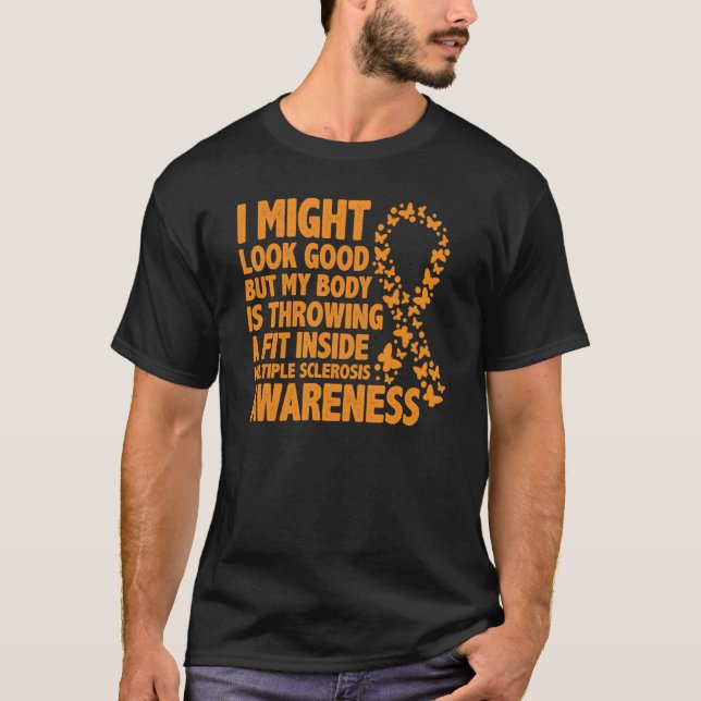 Camiseta Multiple Sclerosis Awareness Month Orange Ribbon a (Frente)