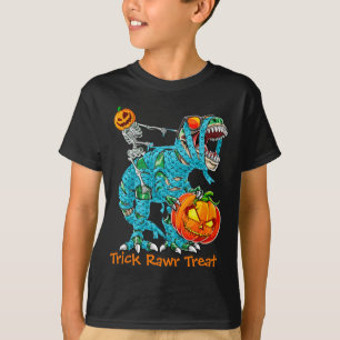 Camiseta Múmia de Esqueleto Montando Dinossauro T Rex