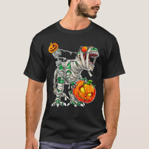 Camiseta Múmia de Esqueleto Montando Dinossauro T Rex
