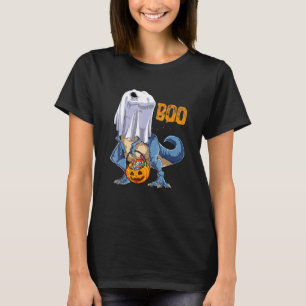 Camiseta Múmia de Esqueleto Montando Dinossauro T rex Hallo