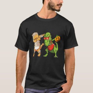 Camiseta Múmia de Gato e Unicórnio Dab Halloween Para Menin