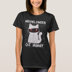 Camiseta Múmia de Gato Preto Halloween
