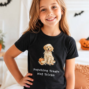 Camiseta Múmia de Halloween Cachorro Cuteis Dourados Truque